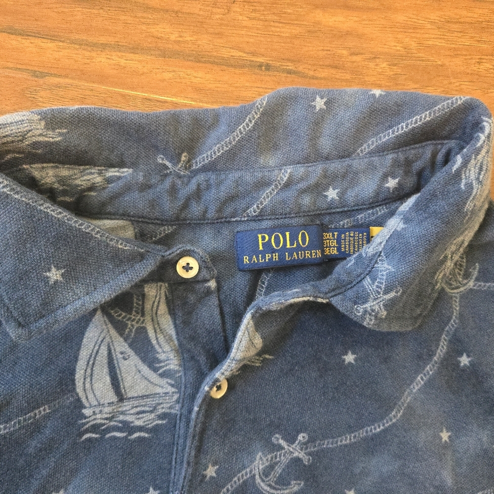 Polo Ralph Lauren Nautical Ocean Voyage Sailboat Blue Mens 3XLT Big and Tall - Picture 3 of 6